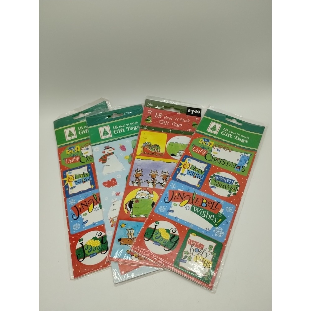 Lot Of 4 Packages Christmas Peel And Stick Gift Tags 72 Total